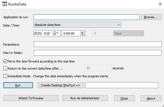 RunAsDate - 修改程序运行时间